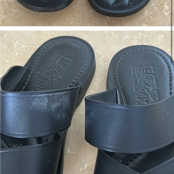 Salvatore Ferragamo Black Leather mules sandals antina leather 7US men’s