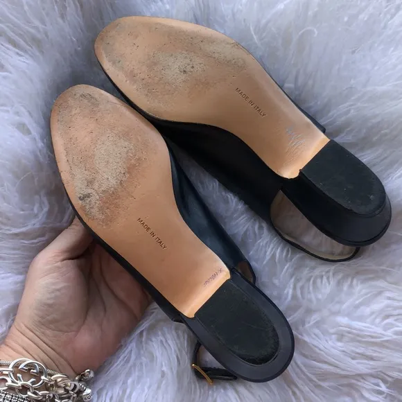 Salvatore Ferragamo slingback peep toe leather sandals Pumps