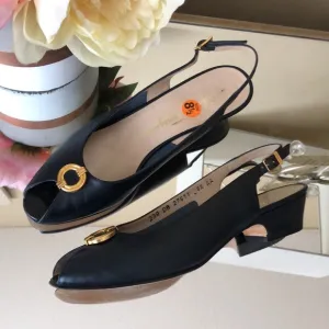 Salvatore Ferragamo slingback peep toe leather sandals Pumps