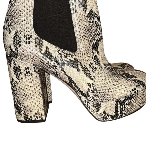Sam Edelman Abella Platform Chelsea Boots Reptile Embossed Size 9.5M Used