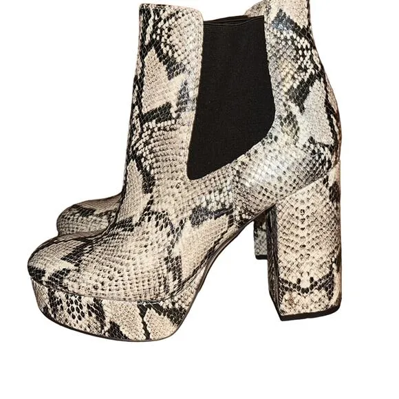 Sam Edelman Abella Platform Chelsea Boots Reptile Embossed Size 9.5M Used