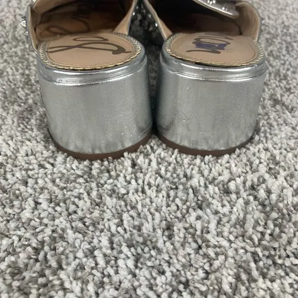 Sam Edelman Agustus Mule Women's Size 10 Silver Studded Slip On Metallic