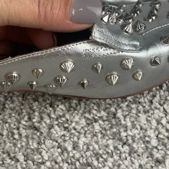 Sam Edelman Agustus Mule Women's Size 10 Silver Studded Slip On Metallic