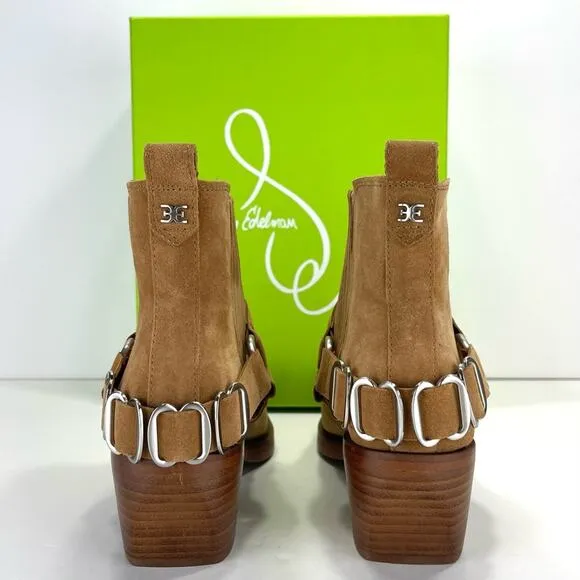 SAM EDELMAN BELLAMIE CAMEL SUEDE WESTERN HARNESS ANKLE BOOTS/BOOTIES🆕