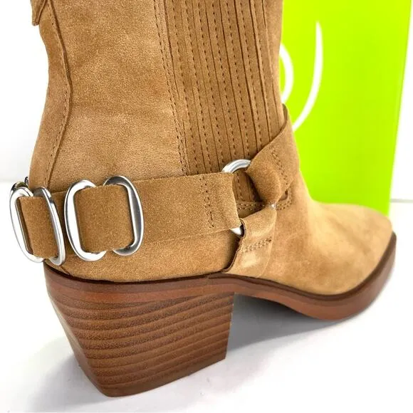 SAM EDELMAN BELLAMIE CAMEL SUEDE WESTERN HARNESS ANKLE BOOTS/BOOTIES🆕