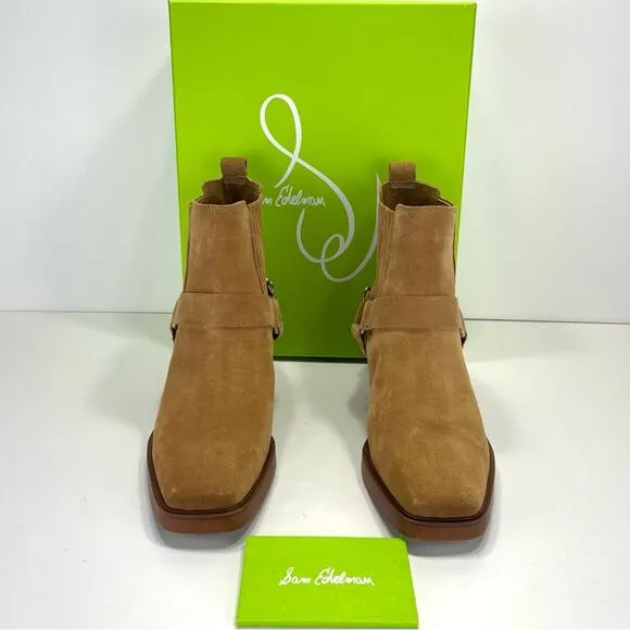 SAM EDELMAN BELLAMIE CAMEL SUEDE WESTERN HARNESS ANKLE BOOTS/BOOTIES🆕