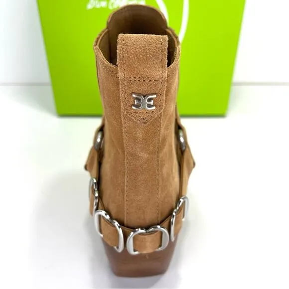SAM EDELMAN BELLAMIE CAMEL SUEDE WESTERN HARNESS ANKLE BOOTS/BOOTIES🆕