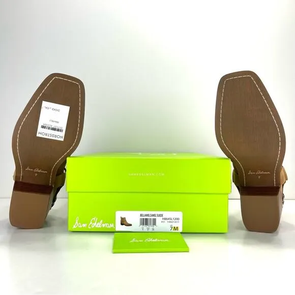 SAM EDELMAN BELLAMIE CAMEL SUEDE WESTERN HARNESS ANKLE BOOTS/BOOTIES🆕