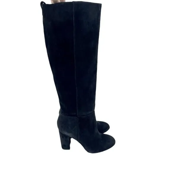 Sam Edelman Black Suede Leather Knee-High Boots Pull On Sz 7 New $225