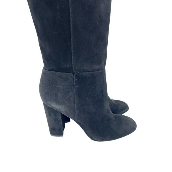 Sam Edelman Black Suede Leather Knee-High Boots Pull On Sz 7 New $225