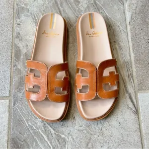 Sam Edelman EUC Women's Valeri Leather Signature Cutout Slide Sandals, Size 8.5