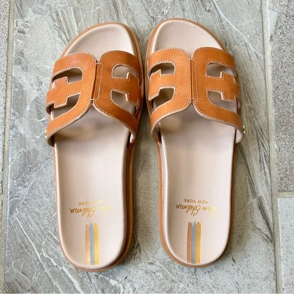 Sam Edelman EUC Women's Valeri Leather Signature Cutout Slide Sandals, Size 8.5