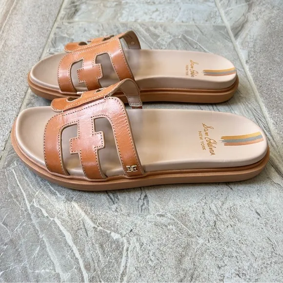 Sam Edelman EUC Women's Valeri Leather Signature Cutout Slide Sandals, Size 8.5