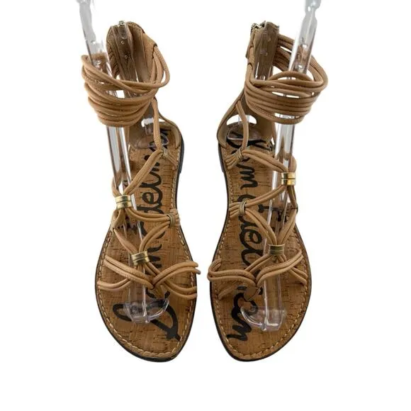 Sam Edelman Gianni Sandals Womens Sz 9.5 Gladiator Tan Leather EUC