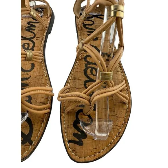Sam Edelman Gianni Sandals Womens Sz 9.5 Gladiator Tan Leather EUC