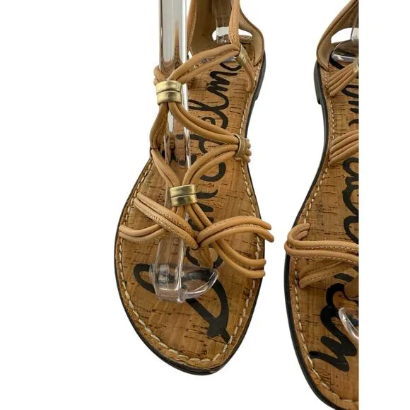 Sam Edelman Gianni Sandals Womens Sz 9.5 Gladiator Tan Leather EUC
