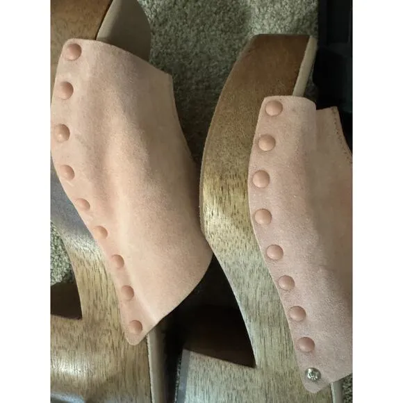 Sam Edelman Josselyn Clay Open Toe Slip On Studded Block Heel Sandals Size 10