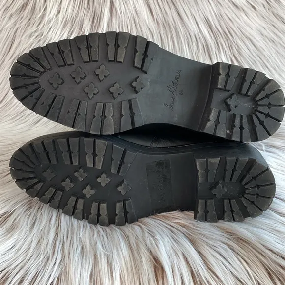 Sam Edelman Justina Boot Crocodile Detail Lug Sole Waterproof Black Womens 8.5
