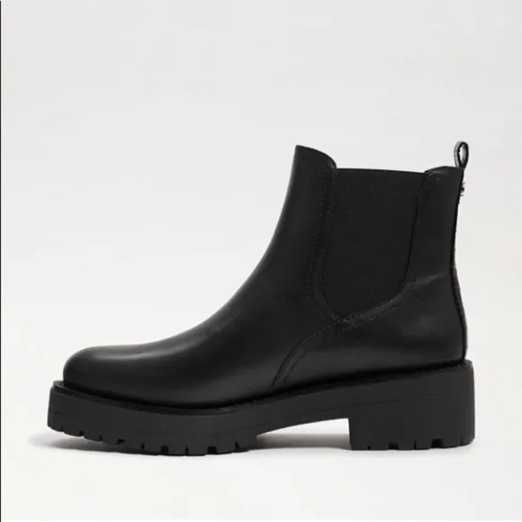 Sam Edelman Justina Boot Crocodile Detail Lug Sole Waterproof Black Womens 8.5