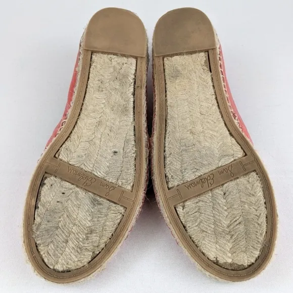 Sam Edelman Lynn Espadrille Leather Jute Toe Cap Slip On Beachy Coastal Orange 8