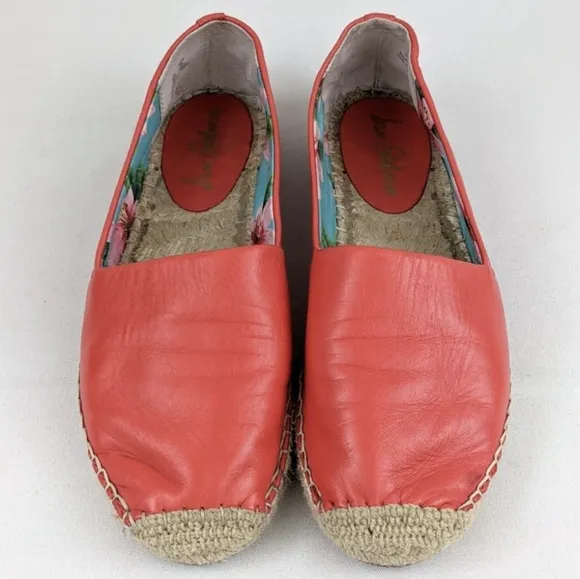 Sam Edelman Lynn Espadrille Leather Jute Toe Cap Slip On Beachy Coastal Orange 8