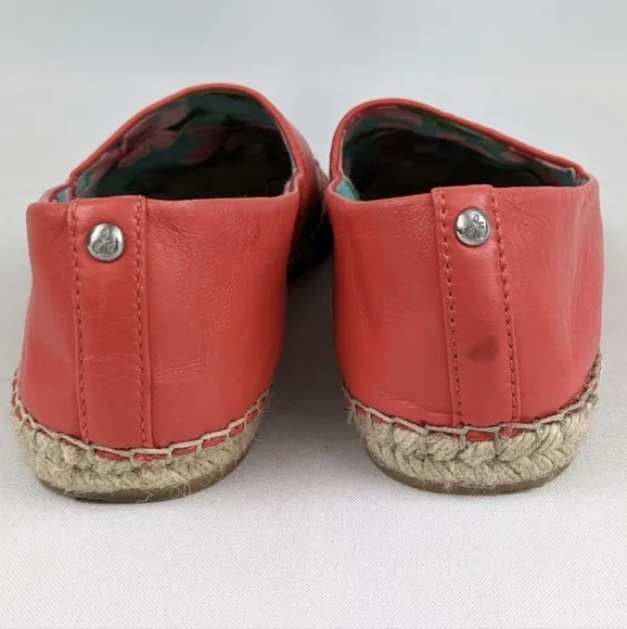Sam Edelman Lynn Espadrille Leather Jute Toe Cap Slip On Beachy Coastal Orange 8