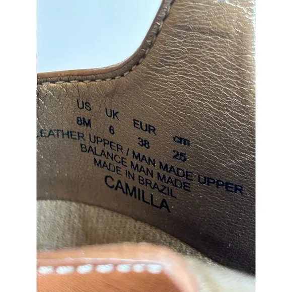 Sam Edelman Women’s Camilla Tan Wedge Leather Studded Slingback Sandals 8