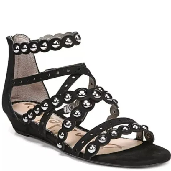 Sam Edelman Women's Dustee Studded Suede Gladiator Sandals Black Size 10
