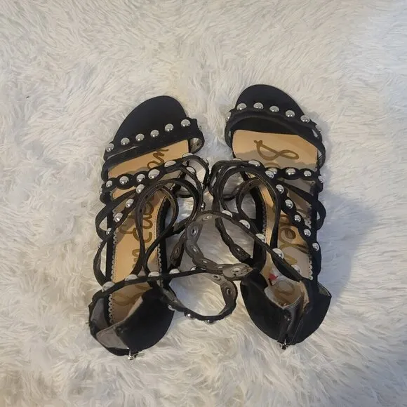 Sam Edelman Women's Dustee Studded Suede Gladiator Sandals Black Size 10