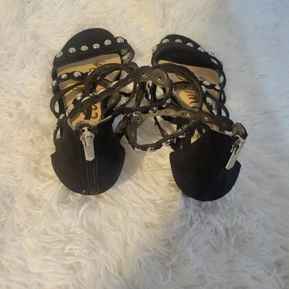 Sam Edelman Women's Dustee Studded Suede Gladiator Sandals Black Size 10