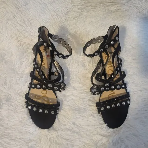 Sam Edelman Women's Dustee Studded Suede Gladiator Sandals Black Size 10