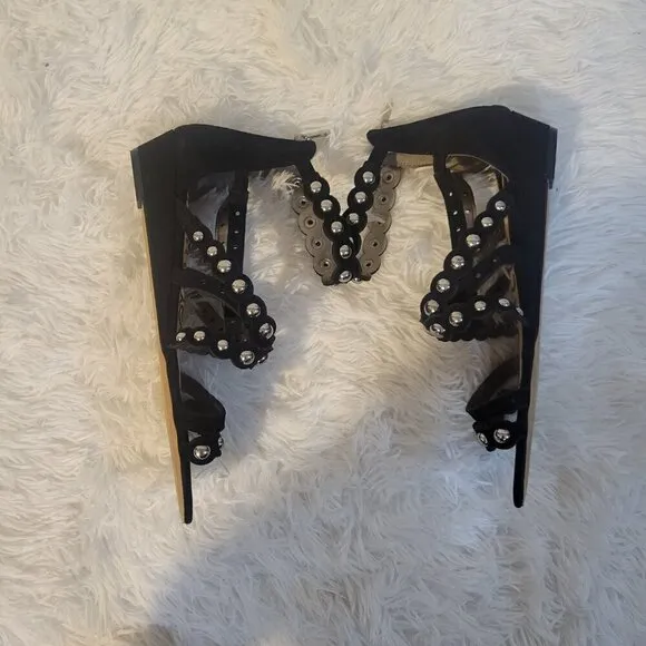 Sam Edelman Women's Dustee Studded Suede Gladiator Sandals Black Size 10
