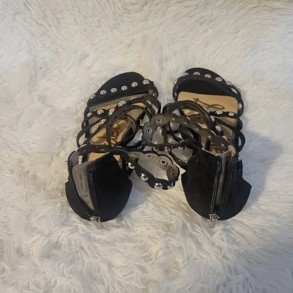 Sam Edelman Women's Dustee Studded Suede Gladiator Sandals Black Size 10