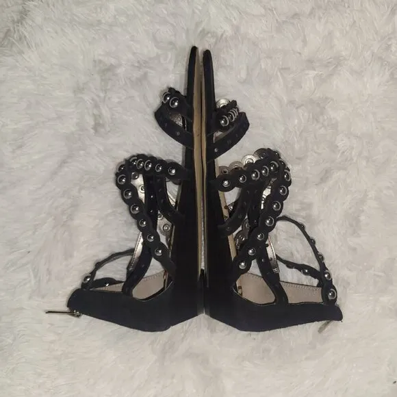 Sam Edelman Women's Dustee Studded Suede Gladiator Sandals Black Size 10