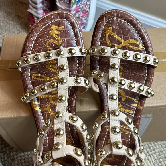 Sam Edelman • Women’s Estella Studded Gladiator Sandal • Size 8.5 • Sandshell •