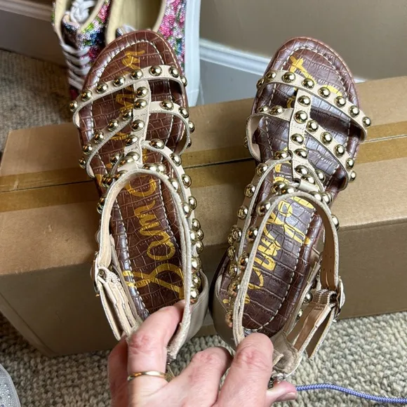 Sam Edelman • Women’s Estella Studded Gladiator Sandal • Size 8.5 • Sandshell •