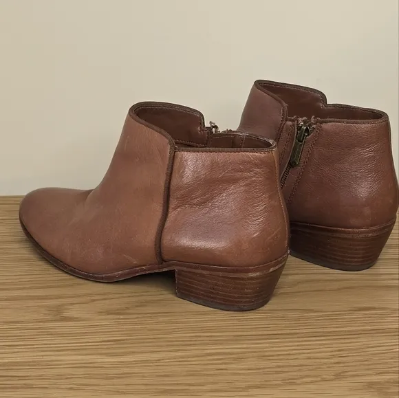 Sam Edelman Women’s Petty Leather Camel Cognac Brown Ankle Boot Size 8