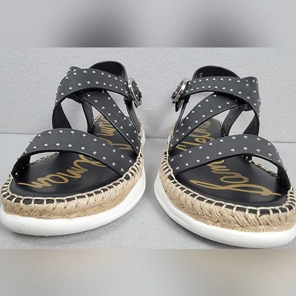 Sam Edelman Womens Sandals 8M Studded Black Espadrille Janette New With Box