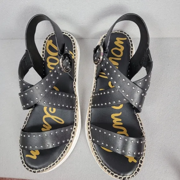 Sam Edelman Womens Sandals 8M Studded Black Espadrille Janette New With Box