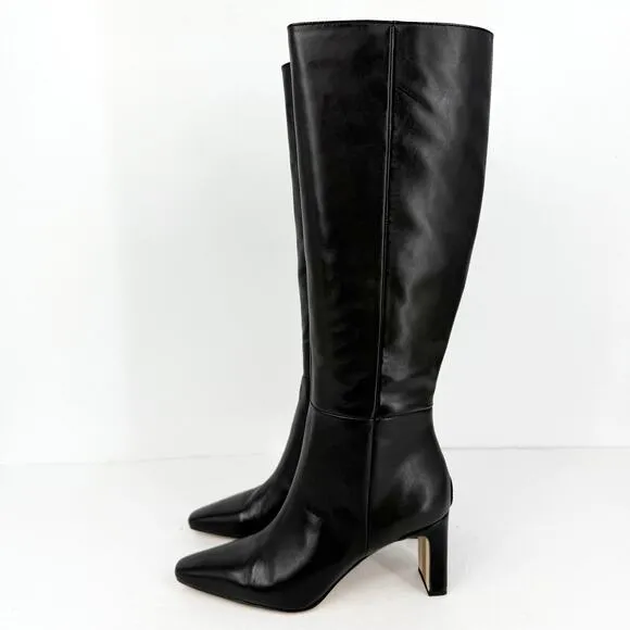 Sam Edelman Womens Sylvia Knee High Boots US 8.5M Black Leather Pointed Toe NWOB