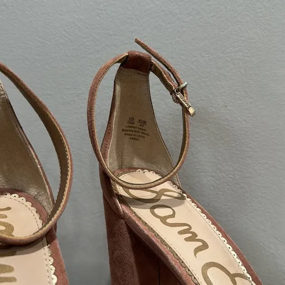 Sam Edelman Yaria Studded Leather Suede Block-Heel Nude Sandals Size 10