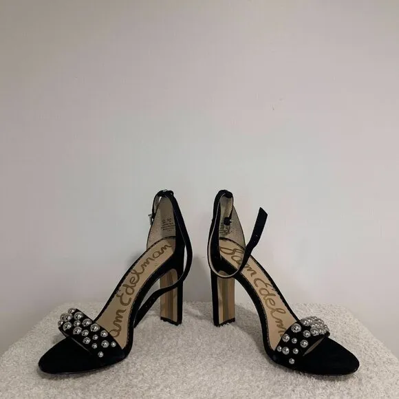 Sam Edelman- Yoshi Black Suede Studded Sandals