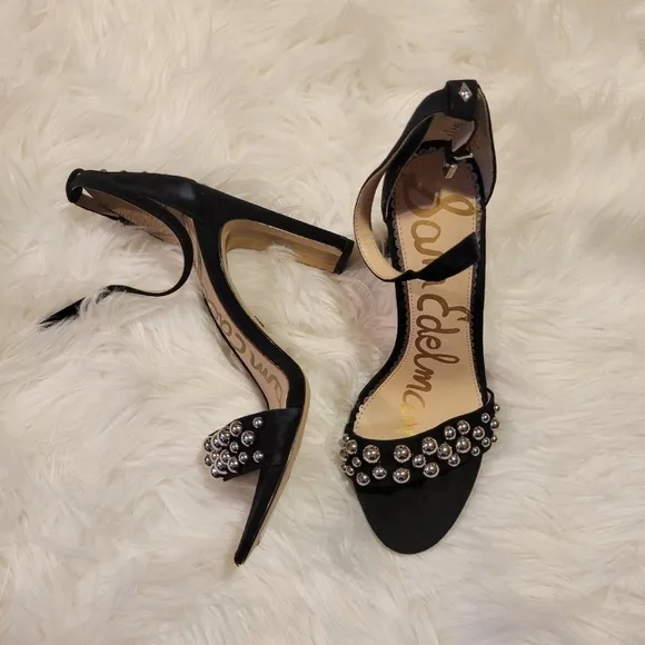 Sam Edelman- Yoshi Black Suede Studded Sandals