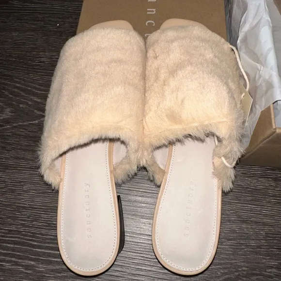 Sanctuary Leather Faux Fur Sandals