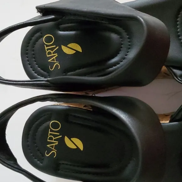 Sarto By Franco Sarto Black Demi2 Leather Platform Sandals Size 9M