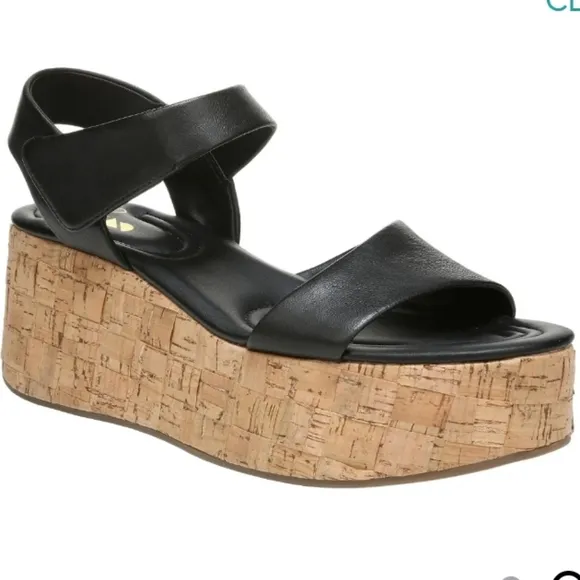 Sarto By Franco Sarto Black Demi2 Leather Platform Sandals Size 9M