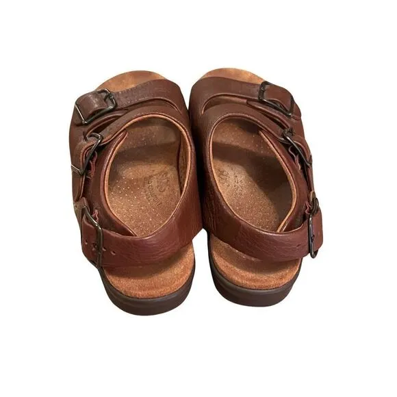 SAS Relaxed Amber Brown Leather Casual Strappy Buckled Sandals size 4 Unisex