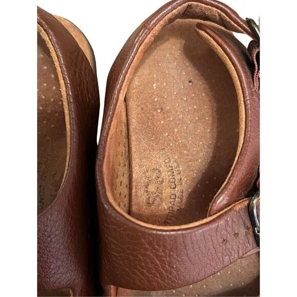 SAS Relaxed Amber Brown Leather Casual Strappy Buckled Sandals size 4 Unisex