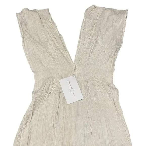 Savannah Morrow The Label The Kamala Crinkle Midi Dress in Cream NWT