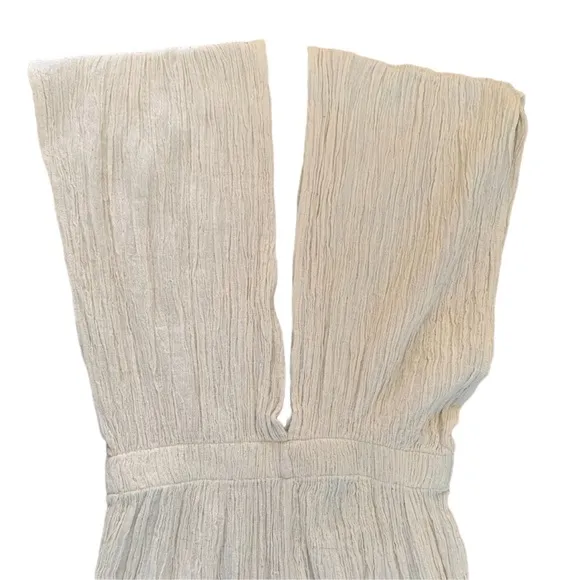 Savannah Morrow The Label The Kamala Crinkle Midi Dress in Cream NWT
